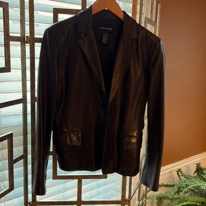 Club Monaco Leather Blazer Sz. 8 small rip inside the lining see pictures
